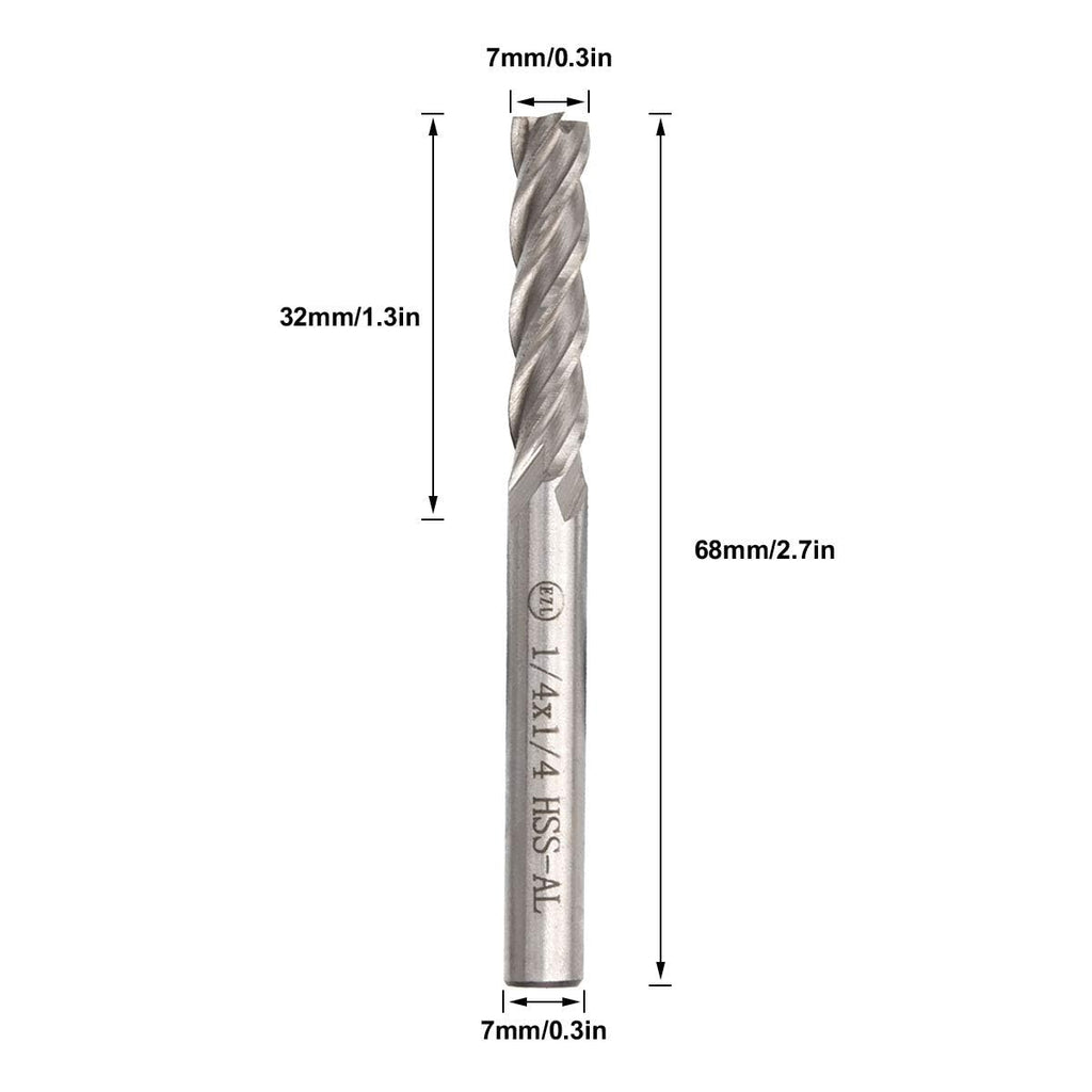 JMIATRY 8PCS 1/4 inch End Mill 4 Flute HSS Square Nose CNC Bits