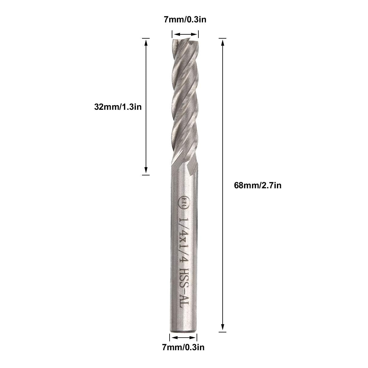 JMIATRY 8PCS 1/4 inch End Mill 4 Flute HSS Square Nose CNC Bits