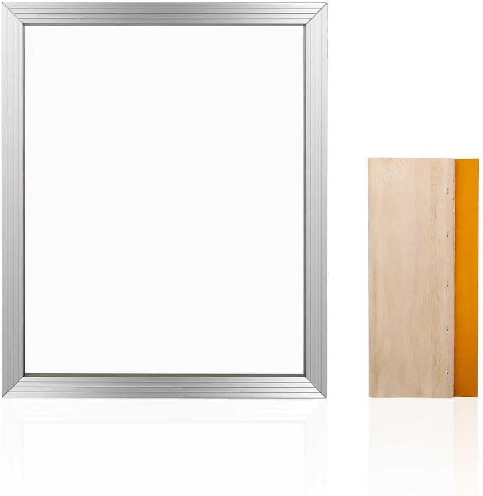 16 x 20 Inch Aluminium Silk Screen Printing Frame with 160 White Mesh and 1 Piece of 13.7 Inch Wooden Screen Printing