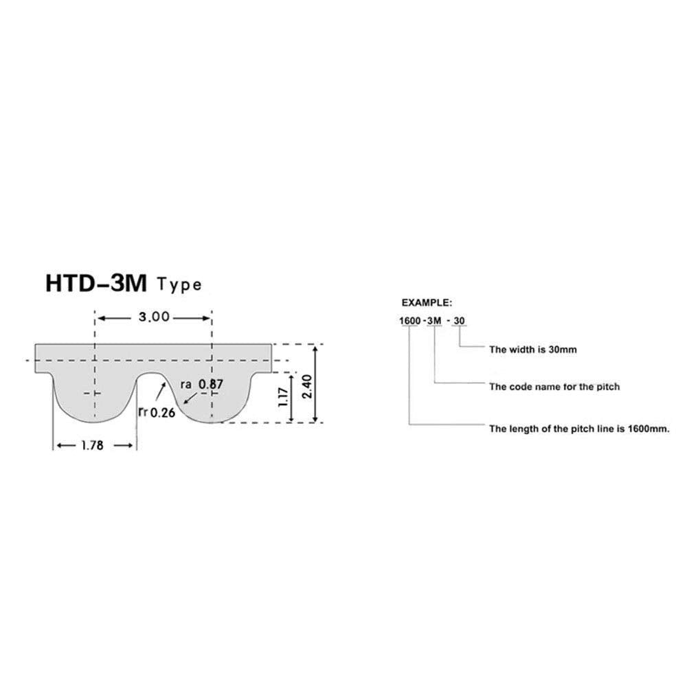 HTD3M 474 Close Loop Black Timing Belt Synchronous Belt Pitch 3mm Width 10mm (HTD 3M-474, 10mm Width)