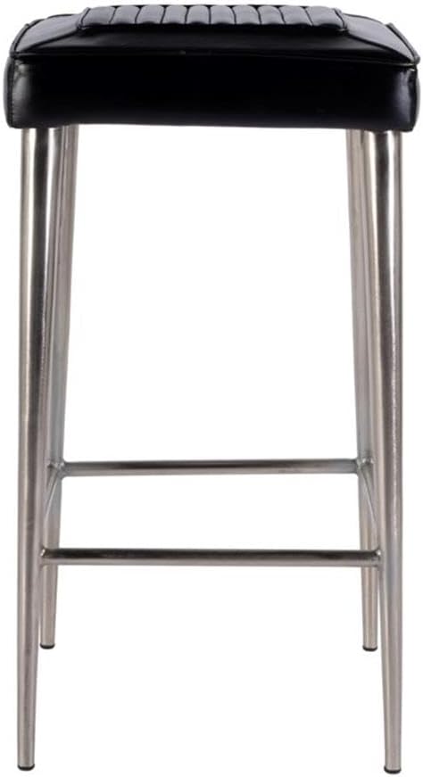Set of 3 32" H Leather and Metal Square Backless Bar Stools -Black
