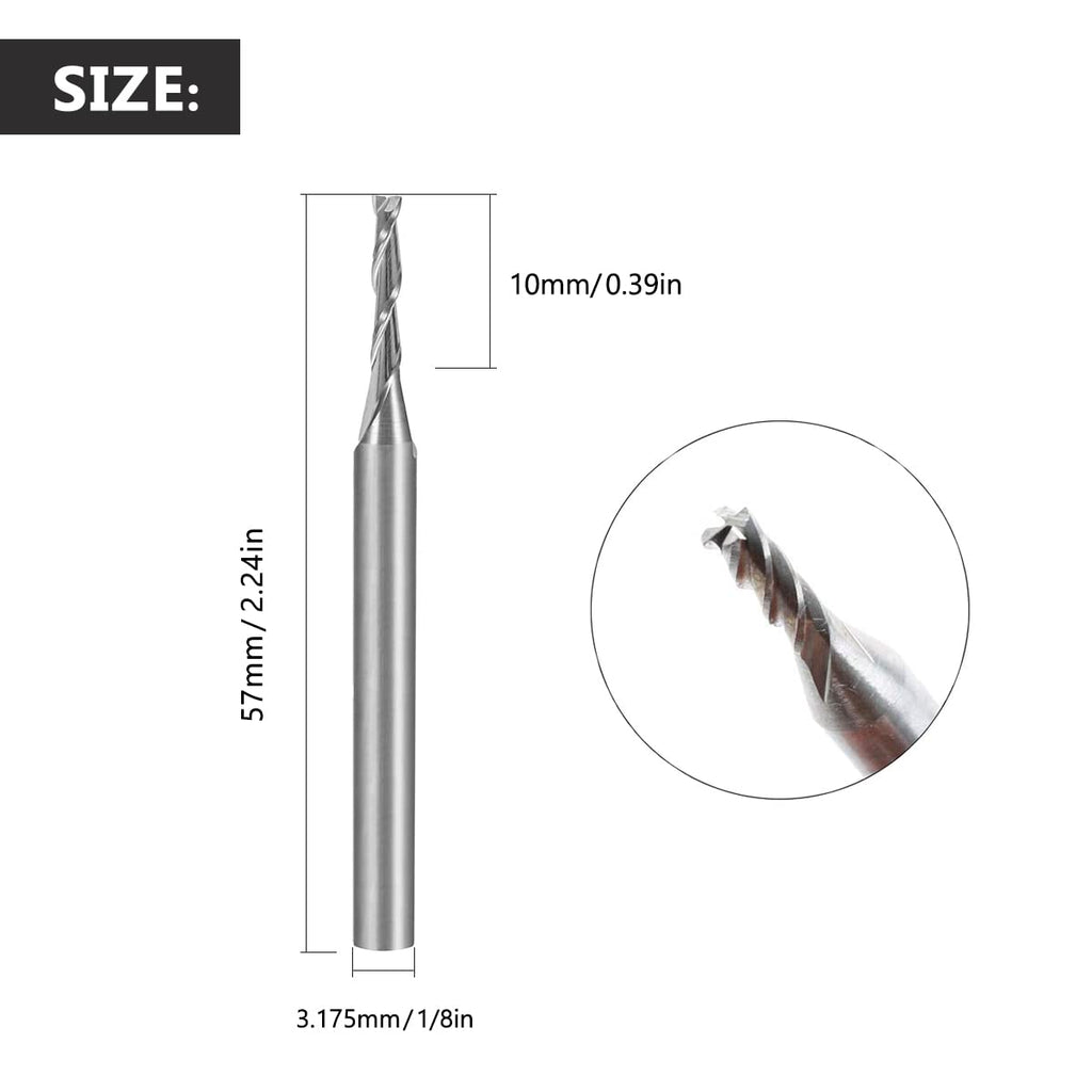 Flylin 5Pcs 1/8'' End Mill Set 4 Flute Cutter Drill Bits HSS CNC Router Bit