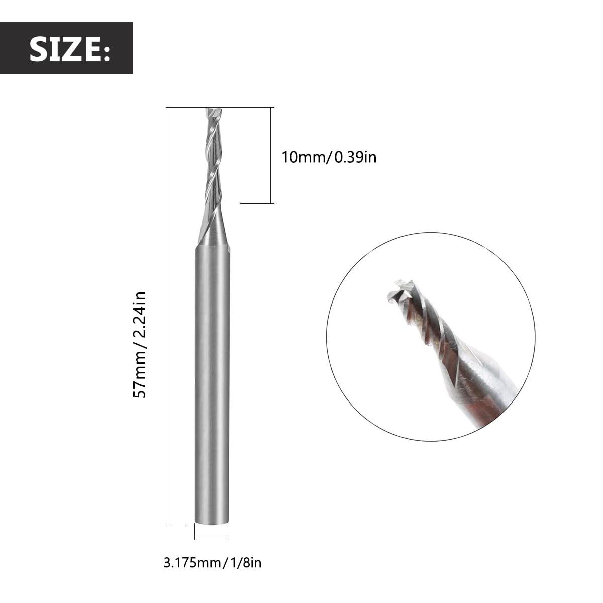 Flylin 5Pcs 1/8'' End Mill Set 4 Flute Cutter Drill Bits HSS CNC Router Bit