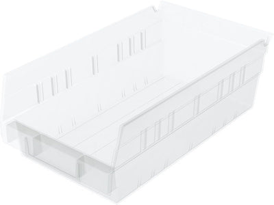 Heavy Duty Plastic Shelf Bins, 12"x 6.5"x 4", Clear, 12-Pk