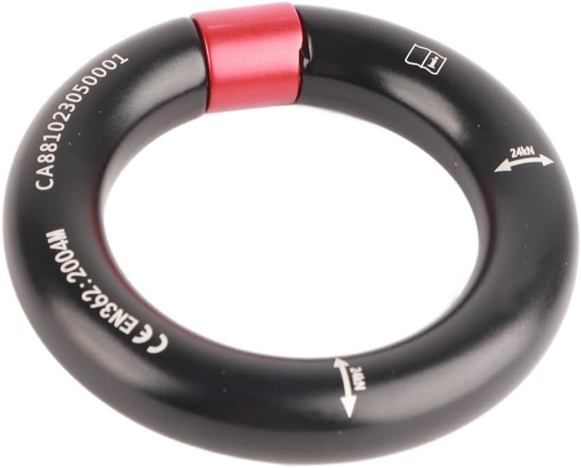 24kN Aluminum Rappel Ring - Heavy Duty 12mm Opening O-Ring Connector for Outdoor Rock Climbing, Arborist Rescue &
