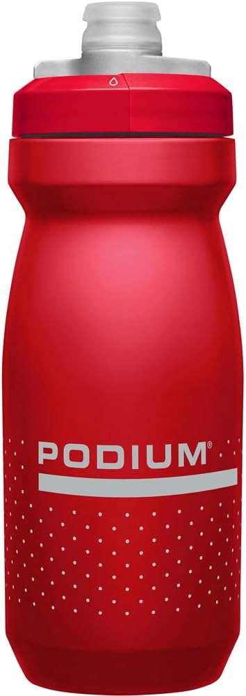 Podium Bike Squeeze Water Bottle, High‑Flow Easy‑Squeeze Design for Cycling Performance, 21oz, Red