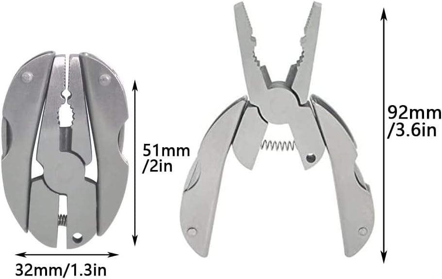 7-in-1 Micro Pocket Stainless Steel Foldable Multitool with Screwdrivers, Pliers for Keychain