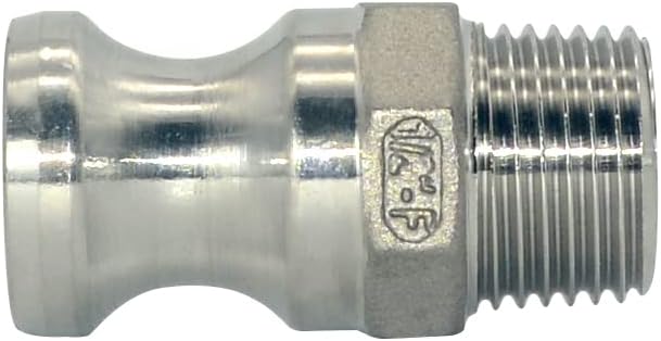 VARMHUS F Trash Pump Adapter Male Camlock x Male Pipe Threads Stainless Steel 316 (1/2")