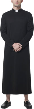 Unisex Cassocks Pulpit Robes Clergy Vestments Pastor Bishop Costume with Tab Insert Collar