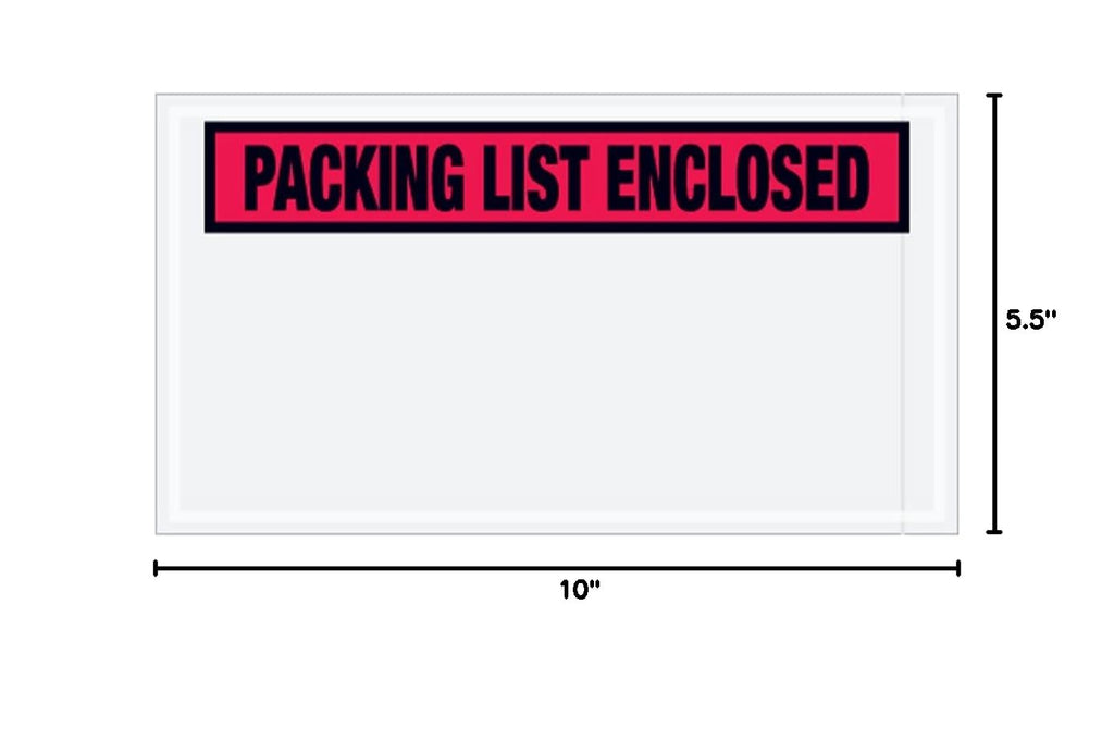 PL446 Panel Face Envelope, "Packing List Enclosed", 5-1/2" Length x 10" Width, Red (Case of 1000)