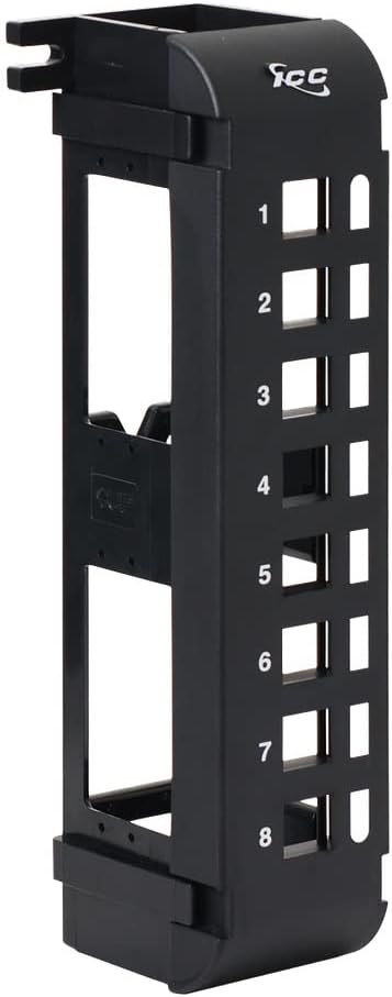 ICC 8-Port Blank Keystone Wall Mount Patch Panel, No Jacks, Black, 1-Pack