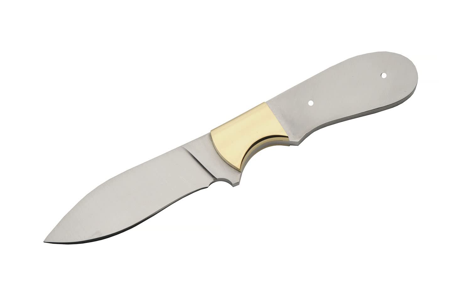 Supplies 7.75" Full Tang Stainless Steel Drop Point Knife Blade Blank with Brass Bolster, DIY Knife Making