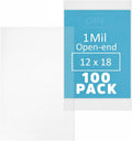 12" x 18" Open-End Flat Poly Bags, Large, 100 Pack, 1 Mil Lightweight, GPI