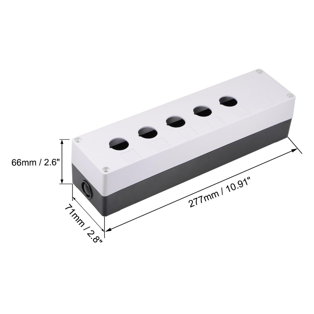 uxcell Push Button Switch Control Station Box 22mm/ 0.86 Inch Hold 5 Button Aperture Plastic Push Button Station (White,Black) 1set