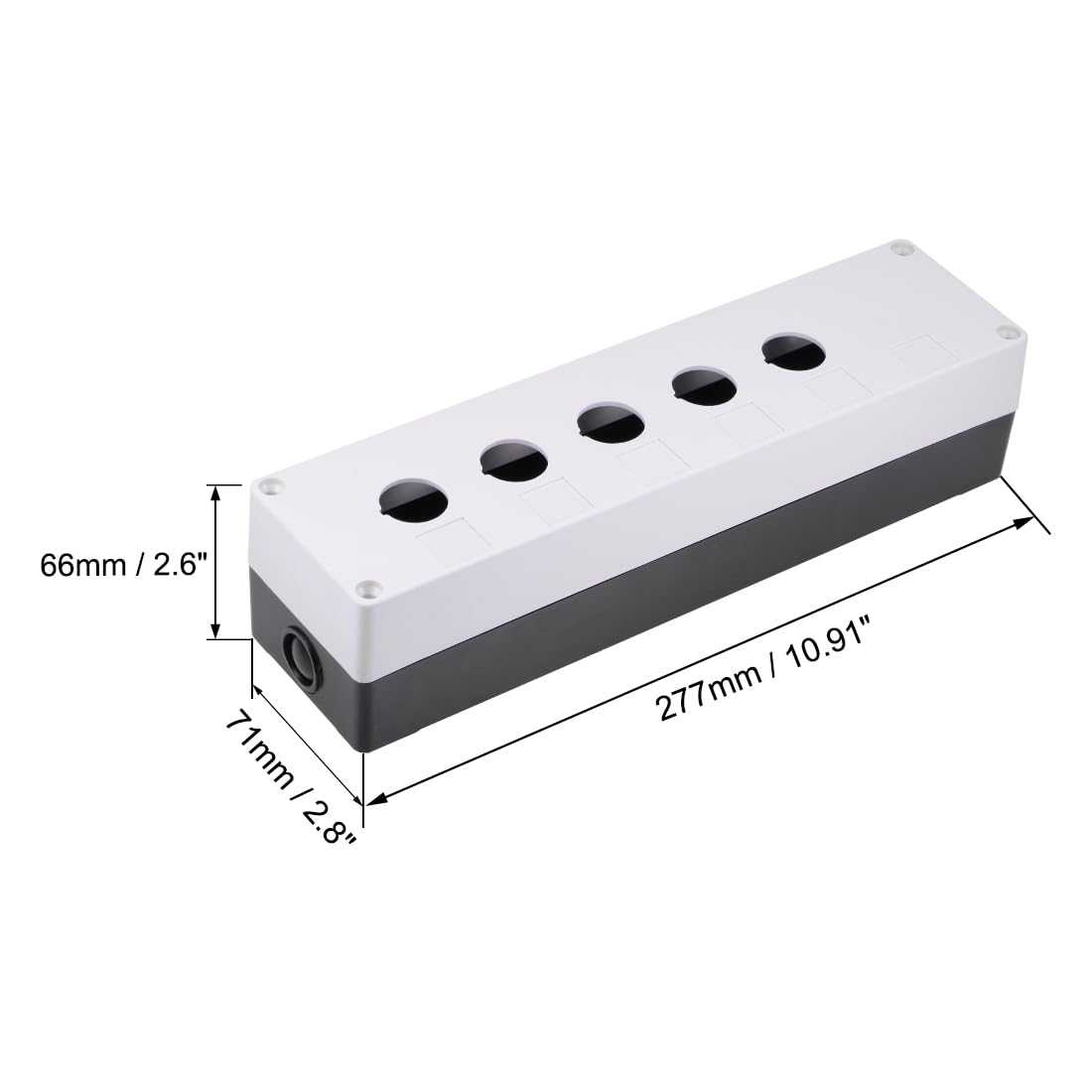 uxcell Push Button Switch Control Station Box 22mm/ 0.86 Inch Hold 5 Button Aperture Plastic Push Button Station (White,Black) 1set