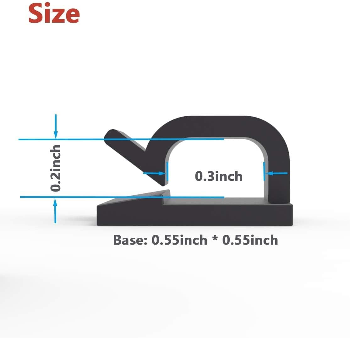 Cable Clips 40pcs with Strong Adhesive Tapes,Wire Holder Organizer Cord Management for Car, Office and Home (Black