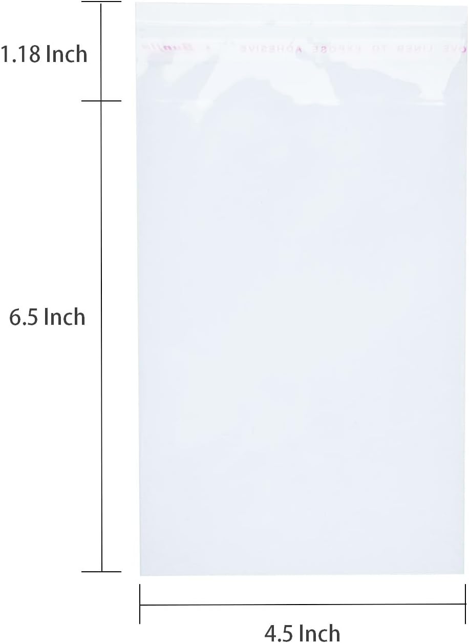 4-1/2x 6-1/2 Inch Cellophane Cello Bags-Fits A4 Envelope Sleeves-200Pcs