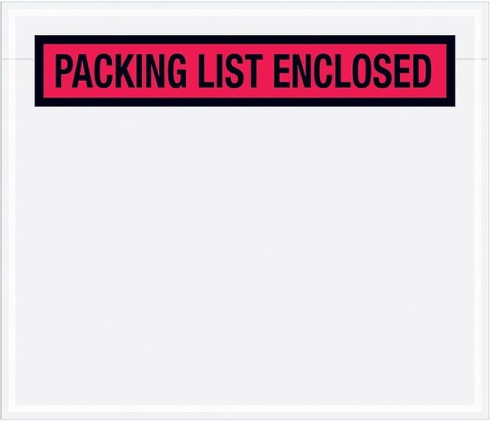 7 x 6" Red "Packing List Enclosed" Envelopes