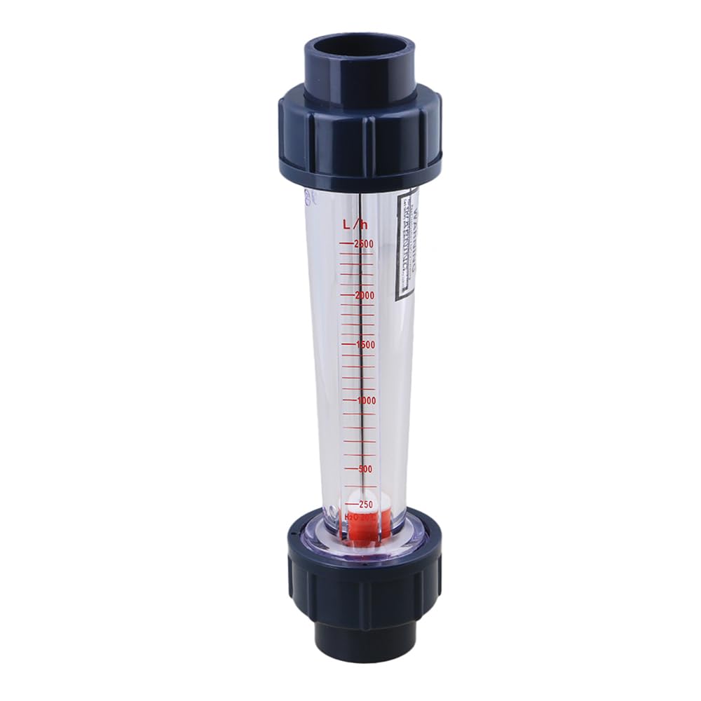 Inline Liquid Flowmeter, Fluids Flowmeter with AS Plastic Cylindrical Body Works with DN25 1" Pipe Connection (250~2500L/H)