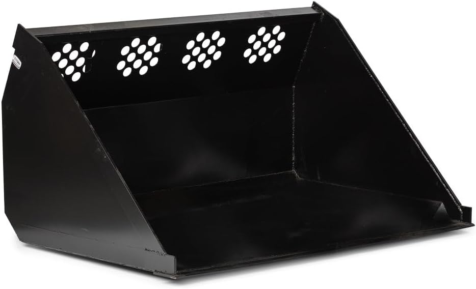 72" High Capacity Skid Steer Bucket, 42 Cu Ft Struck Capacity, Universal Quick Tach, 0.5" Thick Cutting Edge