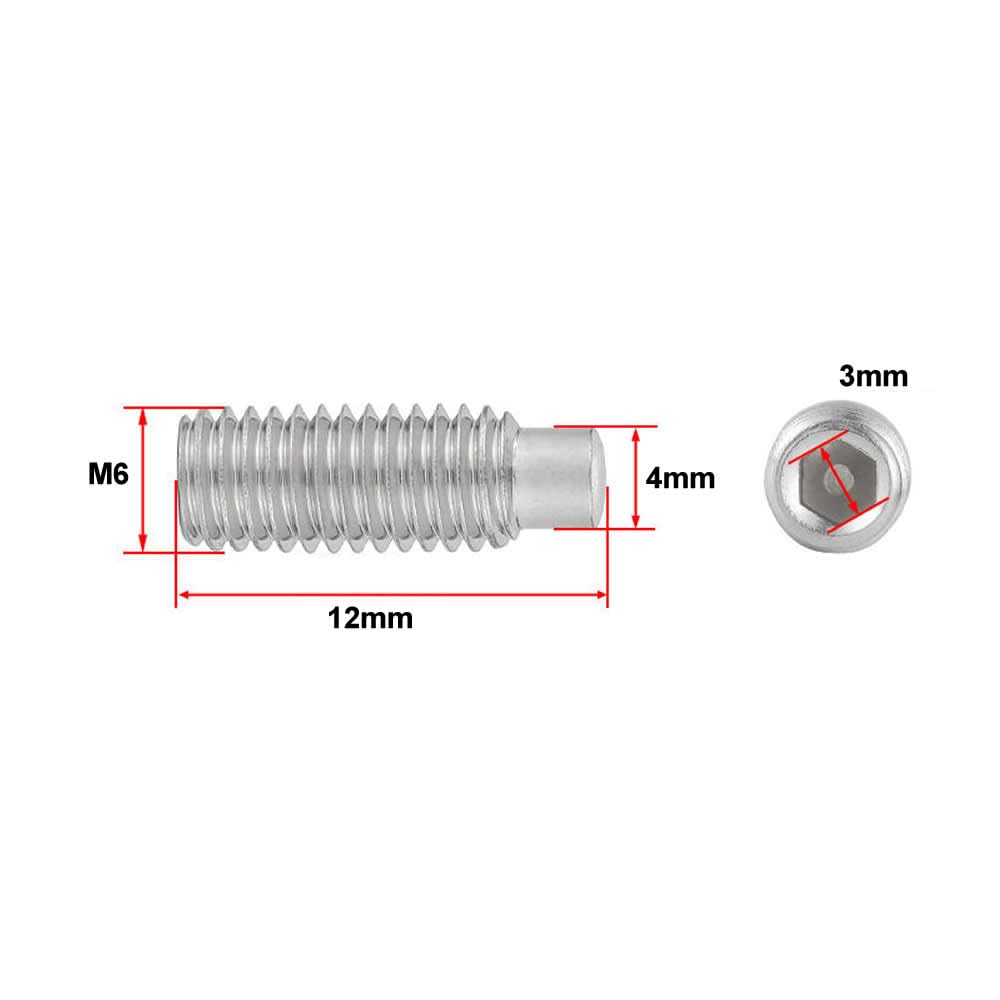 Junter 20pcs M6 x 12mm A2-70 Dog Point Grub Hex Socket Set Screws Metric