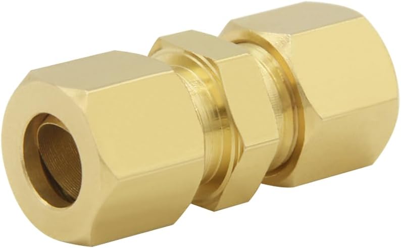 Hooshing 3PCS Brass Compression Tube Fitting 3/8" OD x 3/8" OD Connector