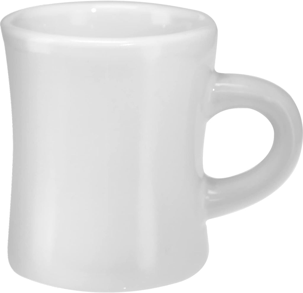 10-Ounce Ceramic Retro Diner Style Heavyweight Restaurant Mug, Two-finger C-handle (White, 4)