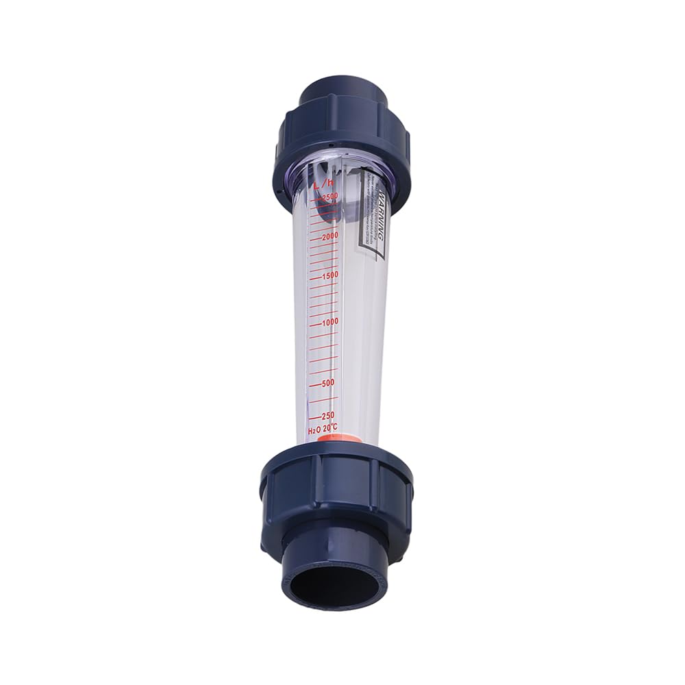Inline Liquid Flowmeter, Fluids Flowmeter with AS Plastic Cylindrical Body Works with DN25 1" Pipe Connection (250~2500L/H)