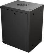 NavePoint 15.75 in Wall Mount Network Cabinet, 9U, Glass, Black