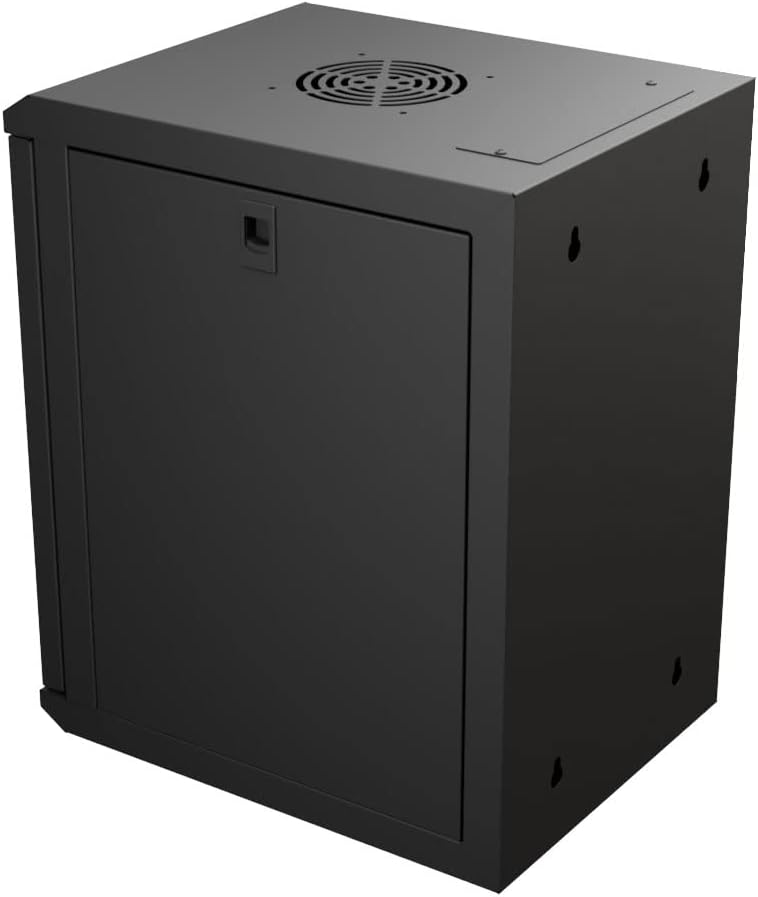 NavePoint 15.75 in Wall Mount Network Cabinet, 9U, Glass, Black