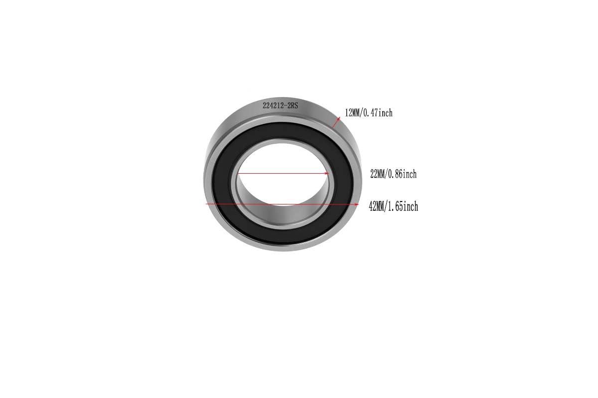 4-Pack 224212-2RS Double Rubber Sealed deep Groove Ball Bearings, 22MM x42MM x12MM, pre-Lubricated, Stable Performance, and Cost-Effective Ball Bearings