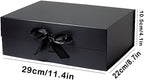 Black Gift Box with Ribbon 10.2x9x3.74 in, Foldable Magnetic Gift Boxes for Wrapping Gifts, Bridesmaid Groomsman