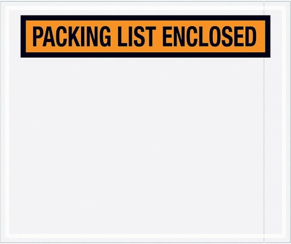 10 x 12" Orange "Packing List Enclosed" Envelopes