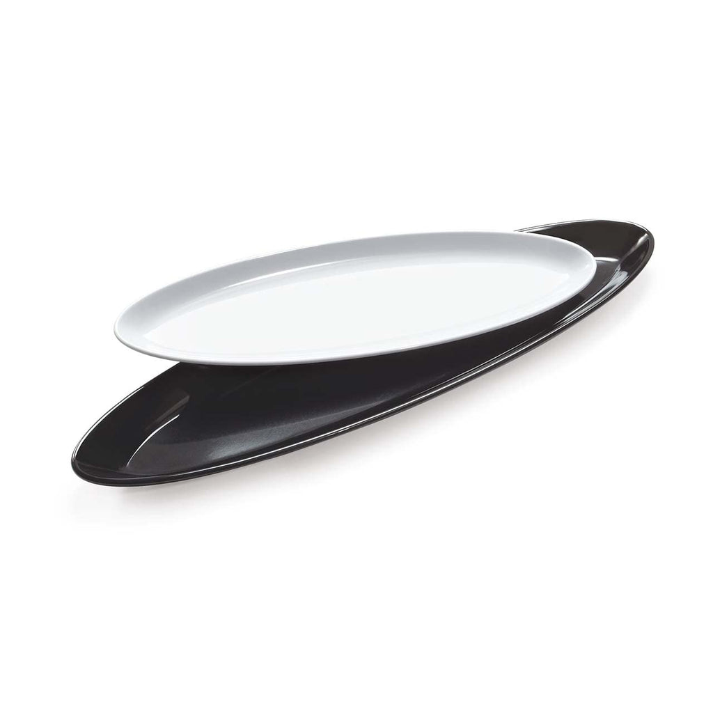 16" x 5" Black Oval Melamine Platter