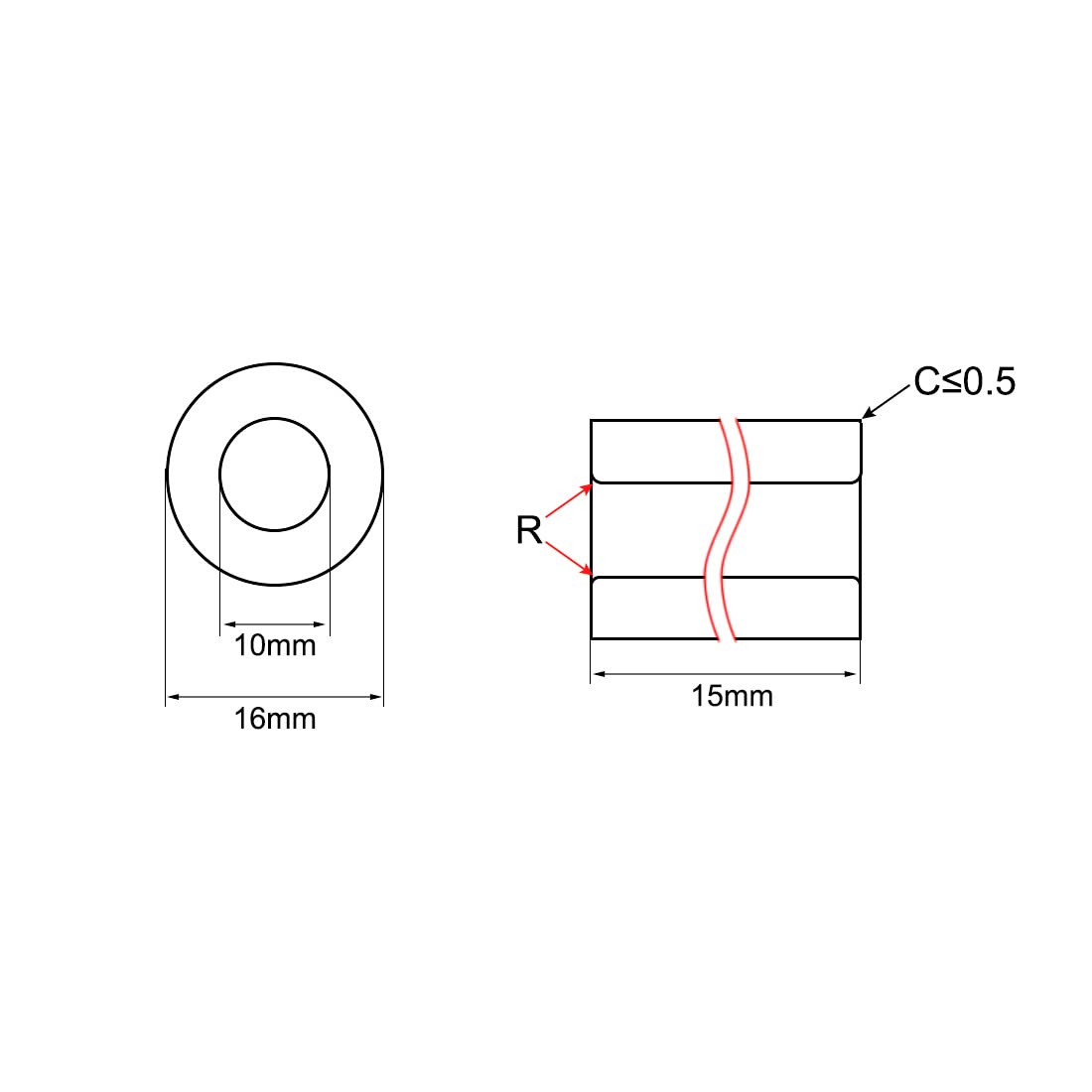 uxcell Bearing Sleeve 10mm Bore x 16mm OD x 15mm Length Self-Lubricating Sintered Bronze Bushings 10pcs