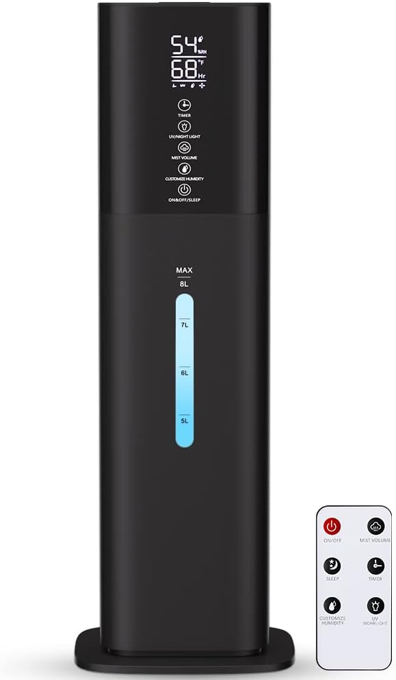 Humidifiers Large Room Bedroom with 7 Colors Light, 2.1Gal(8L) 3 Speed Quiet Ultrasonic Cool Mist Humidifier with