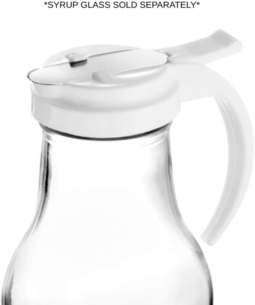 Syrup Dispenser Lid Replacement White Color Plastic Set of 4- Fits 32 and 48 oz Syrup Dispensers Easy Pour Spout