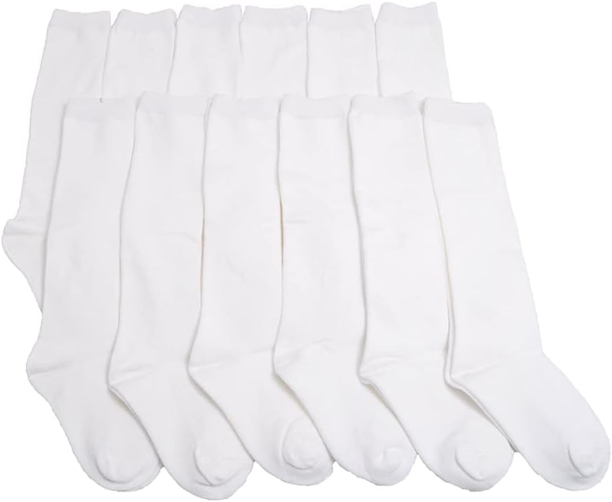 Girls Classic Uniform Knee-High School Socks (12-Pack), #3102_WhiteM