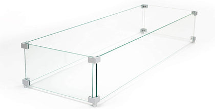 AMS 38” Rectangular Clear Tempered Glass Wind Guard for Fire Pit Table