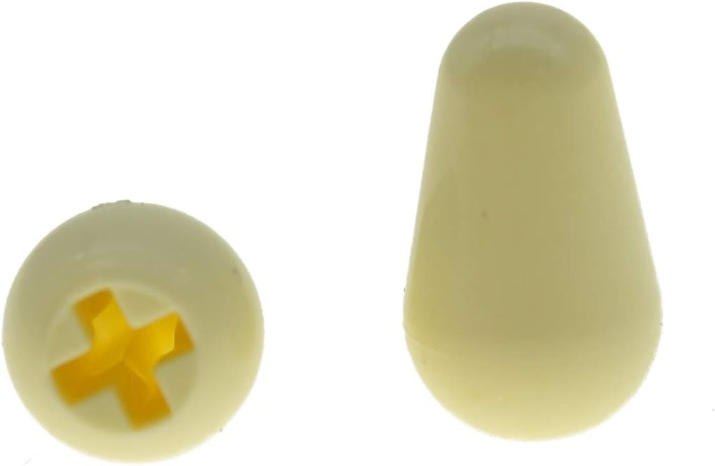 KAISH 2pcs Guitar 5 Way Pickup Selector Switch Tip Switch Cap Switch Knob for USA Stratocaster/Strat Aged White