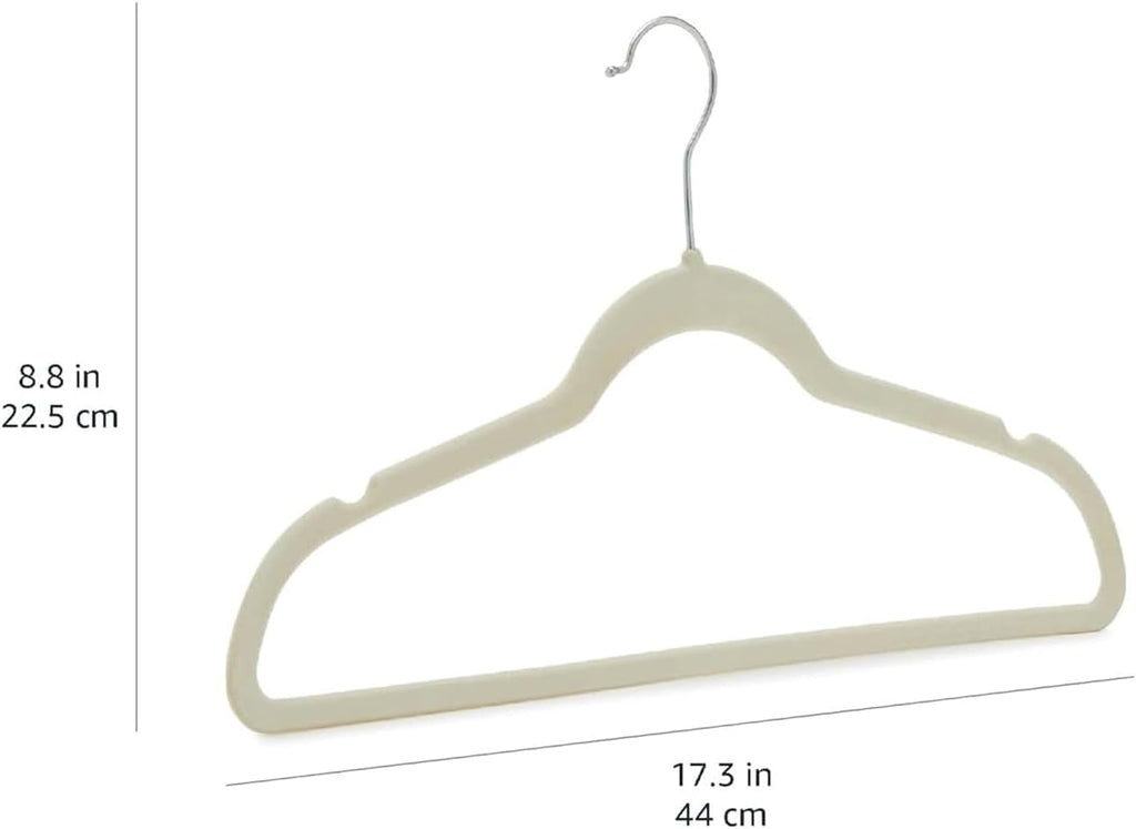 Slim Velvet Non-Slip Space Saving Suit Clothes Hangers, Closet Organizer, Ivory/Beige, 30-Pack