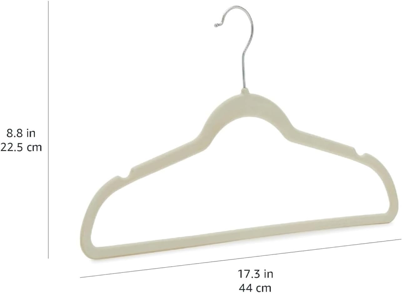 Slim Velvet Non-Slip Space Saving Suit Clothes Hangers, Closet Organizer, Ivory/Beige, 30-Pack