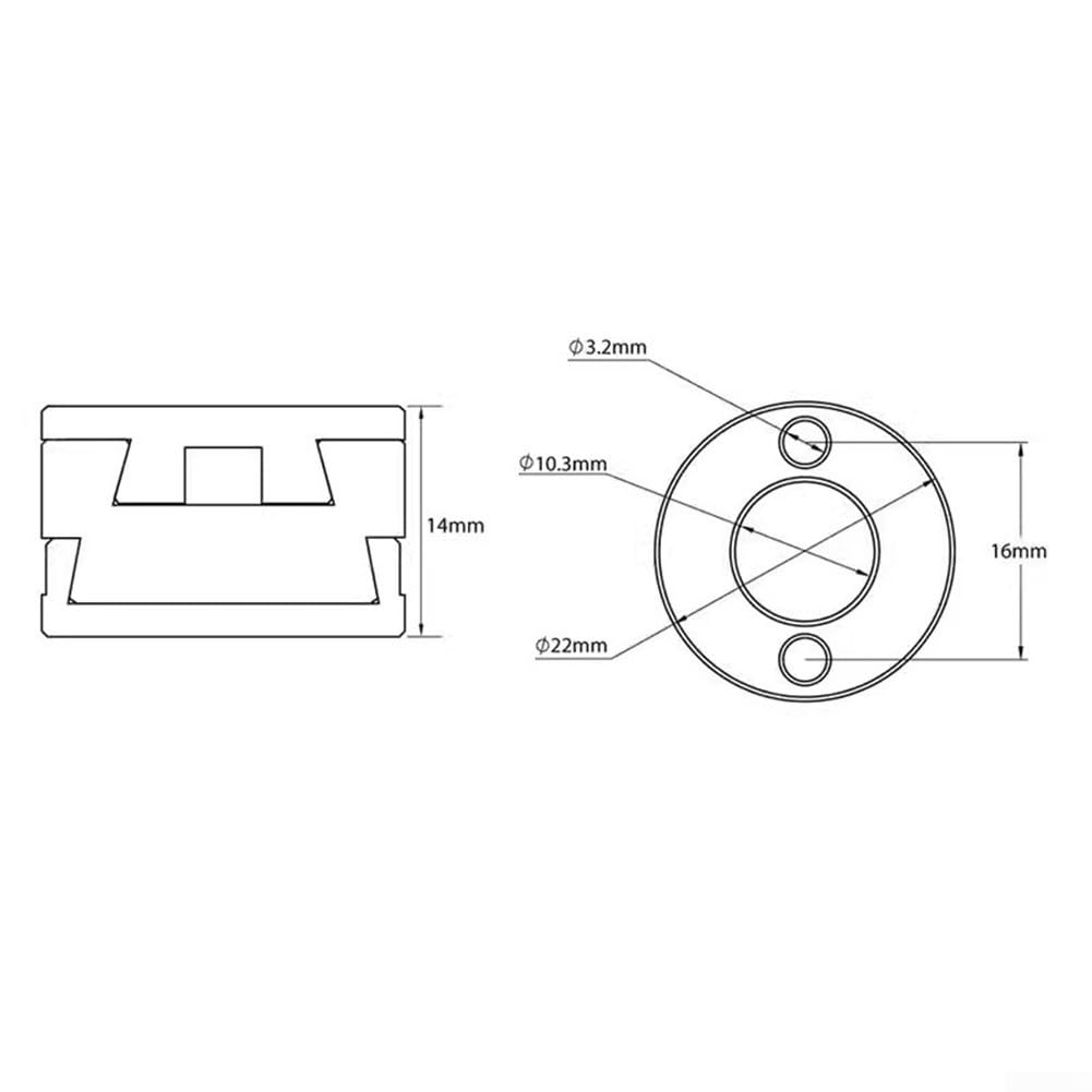 Brass Z-Screw Coupling for 3D Printer for t8 Screw 22mm Brass