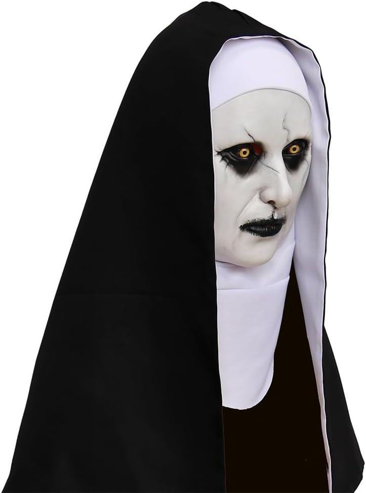 Halloween Nun Full Head Latex Mask For Scary Party Cosplay Mens Masquerade