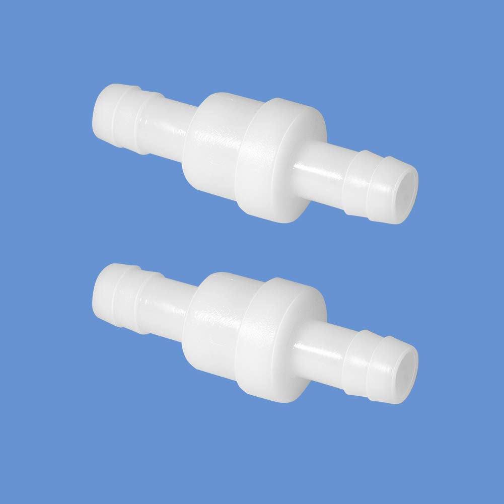 Quickun 1/2" One Way Inline Check Valve, Non Return Hose Barb, Ozone Resistance Plastic Valve for Fuel Oil Water Gas Pump Air, 2 Pcs