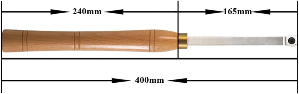 Rougher Woodturning Tool Wood Carbide Tipped Lathe Bended Chisel Tool with 15mm-R150 Square Carbide Insert, 16 inch