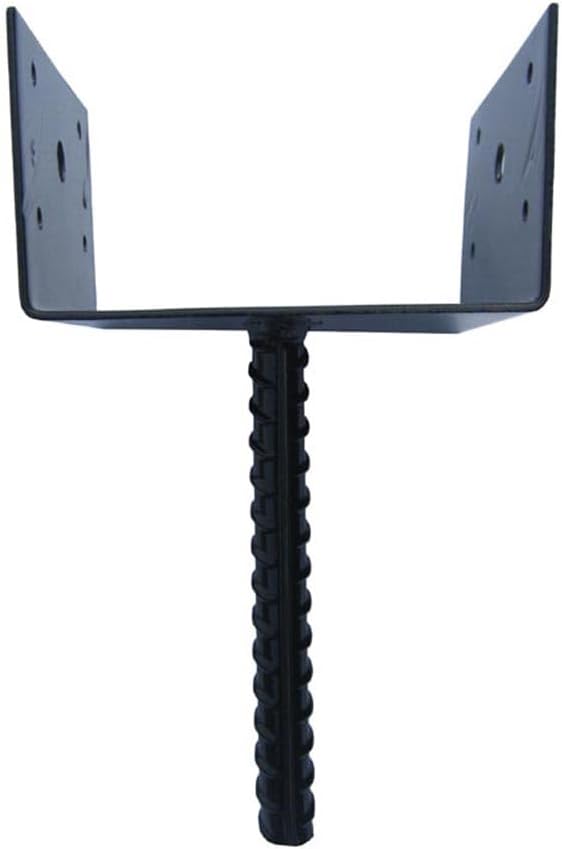6"x5" 4PCS U Shape Fence Post Holder Black Powder Coated,Ground Spike Post Anchor Metal Concrete Post Anchor Deck