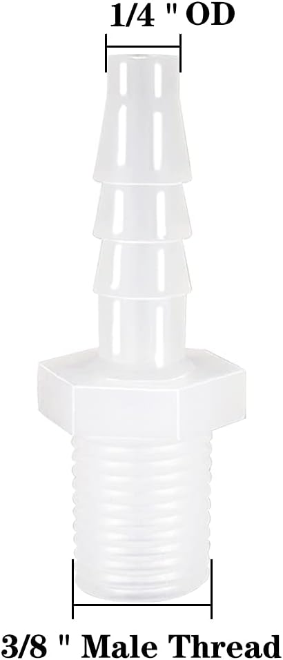 Plastic Hose Barb Fitting 1/4" Barb X 3/8 NPT Male Thread 5 Pack