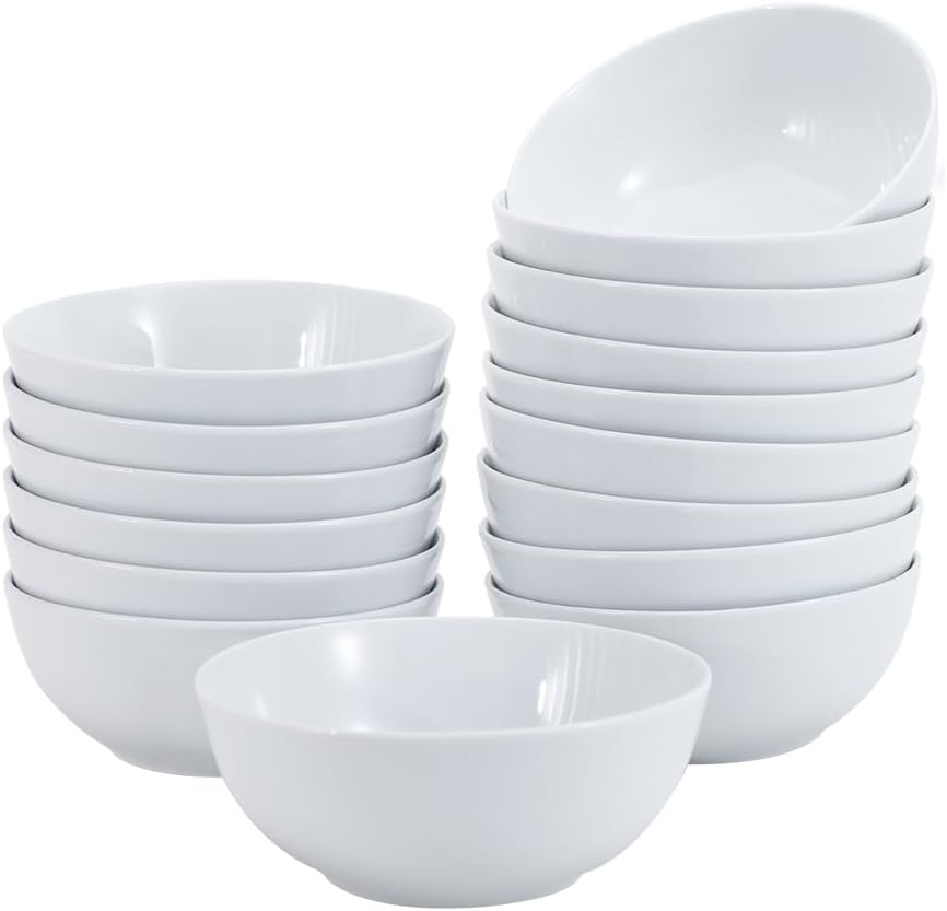 16-Pack White Porcelain Coupe Soup Bowl, 5.9" Diameter, Round, Microwave-Safe, Commercial-Grade