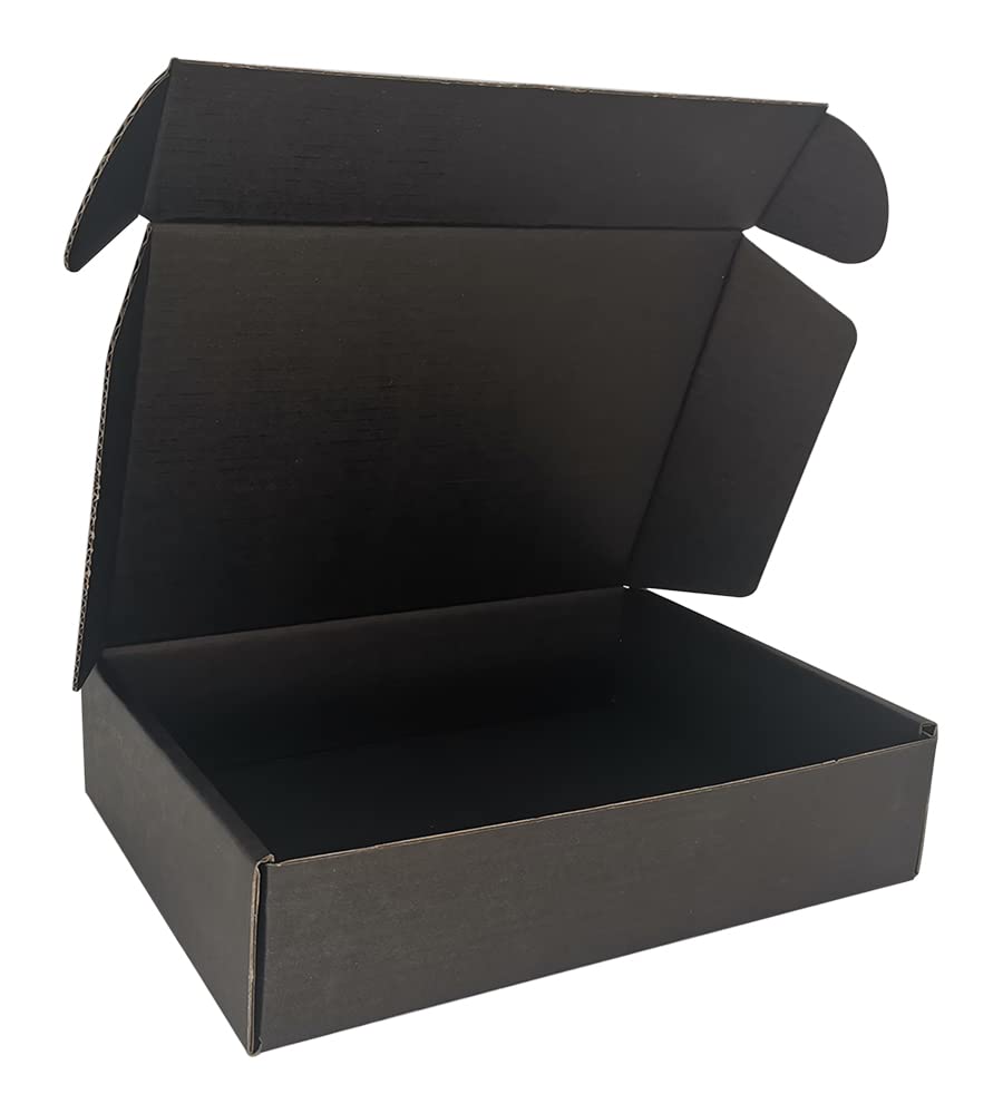 50 Pack 9x6x2'' Small Shipping Boxes, Black, Corrugated Cardboard Mailers (M962-E-B)